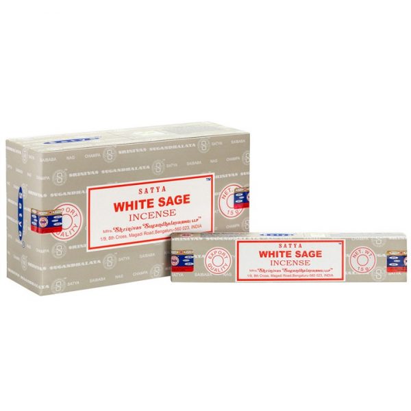 🕊️ White Sage Incense Sticks by Satya – Box of 12 Packs | Purify, Cleanse & Refresh 🌿