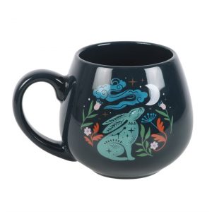 🌙 Midnight Hare Rounded Mug – Enchant Your Sips with Celestial Charm! 🐇✨