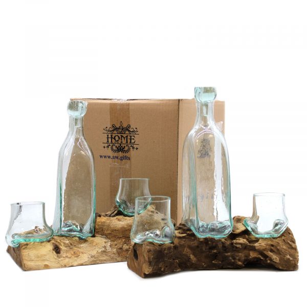 🌿 Molten Glass on Wood Whisky Set – Recycled Art Meets Nature 🍃 - Image 4