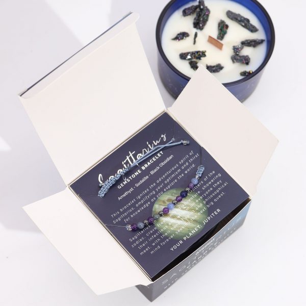 Zodiac Crystal Candle with Gemstone Bracelet - Sagittarius - Image 5