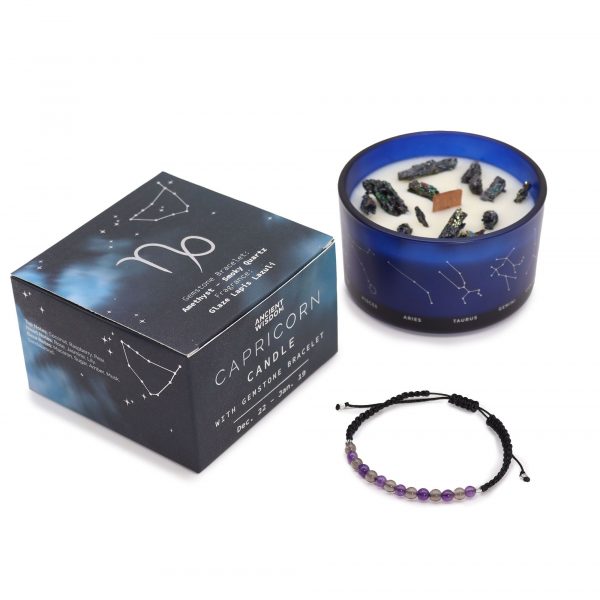 Zodiac Crystal Candle with Gemstone Bracelet - Capricorn - Image 4