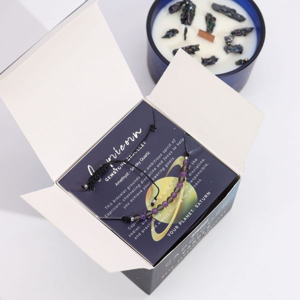 Zodiac Crystal Candle with Gemstone Bracelet - Capricorn - Image 5
