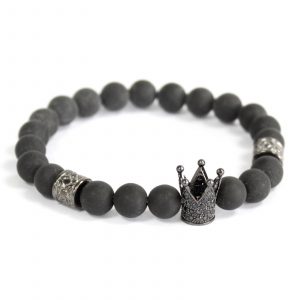 ✨ Crystal Crown / Black Agate Gemstone Bracelet – Protective, Stylish & Unisex ✨