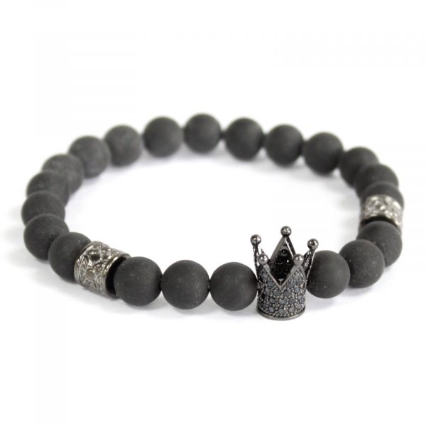 ✨ Crystal Crown / Black Agate Gemstone Bracelet – Protective, Stylish & Unisex ✨