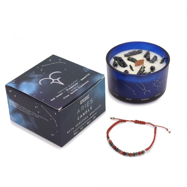 Zodiac Crystal Candle with Gemstone Bracelet - Aries - Image 3