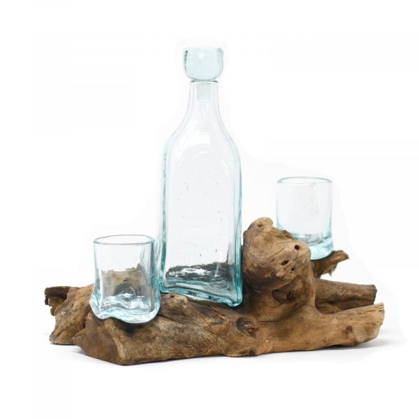 🌿 Molten Glass on Wood Whisky Set – Recycled Art Meets Nature 🍃 - Image 3