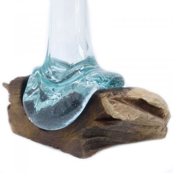 🌿 Handmade Molten Glass & Gamal Wood Vase - Image 4