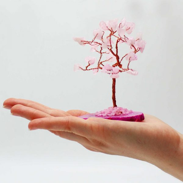 🌸 Gemstone Tree – Rose Quartz on Pink Agate Base  (35 stones) - Image 4