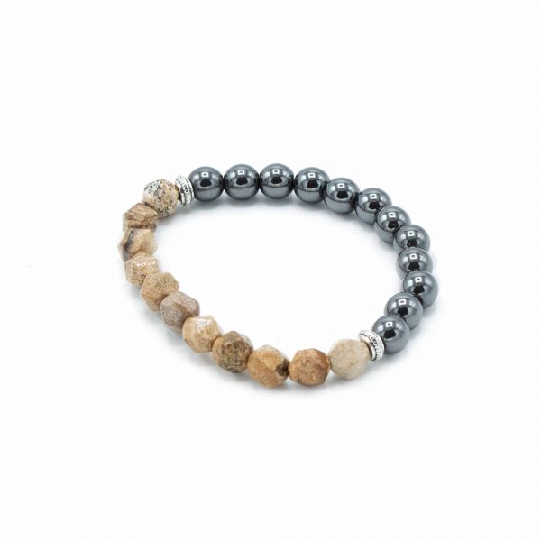 Faceted Gemstone Bracelet - Magnetic Picture Jasper - Image 3