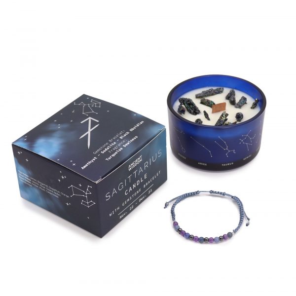 Zodiac Crystal Candle with Gemstone Bracelet - Sagittarius - Image 4