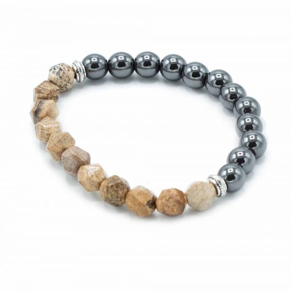Faceted Gemstone Bracelet - Magnetic Picture Jasper - Image 5