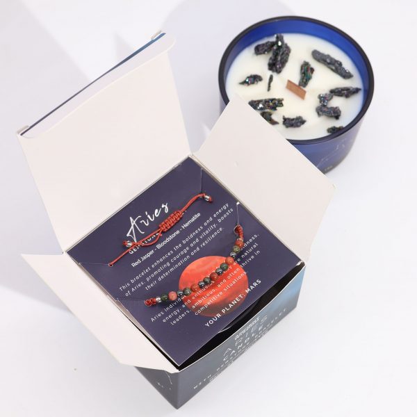 Zodiac Crystal Candle with Gemstone Bracelet - Aries - Image 4