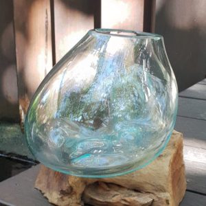 🌿 Handmade Molten Glass on Gamal Wood – Unique Natural Art from Bali 🌿