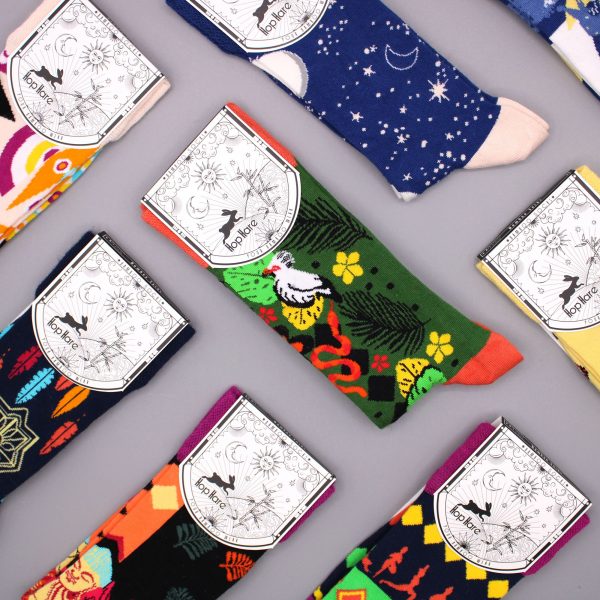 Hop Hare Bamboo Socks S/M - Lucky Gemstones - Image 2