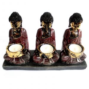 🕯 Antique Buddha - Three Devotees Candle Holder | Tranquil Zen Decor