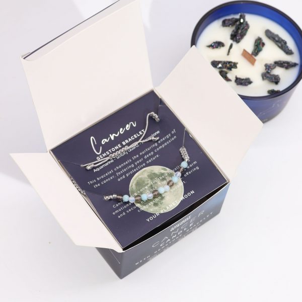 Zodiac Crystal Candle with Gemstone Bracelet - Cancer - Image 4