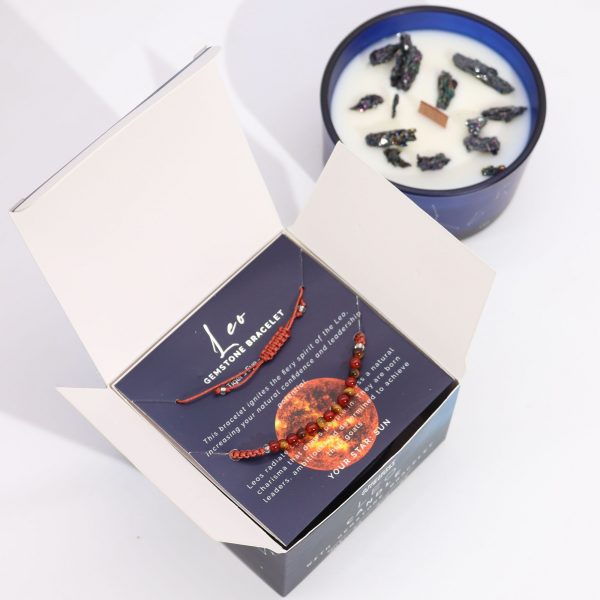 Zodiac Crystal Candle with Gemstone Bracelet - Leo - Image 4