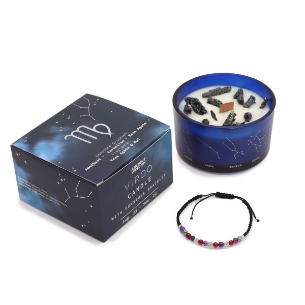 Zodiac Crystal Candle with Gemstone Bracelet - Virgo - Image 3