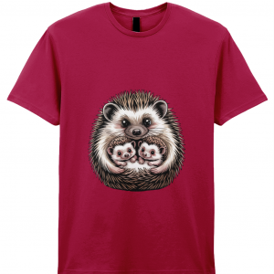 🦔 "Two Baby Hedgehogs with Mum" – SoftStyle® Memory T-Shirt 🧡