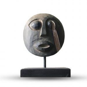 🌿 Timor Tribal Decorative Mask 27x20cm – Handcrafted Antique Style Albasia Wood Wall Art