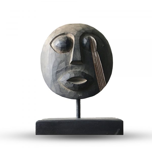 🌿 Timor Tribal Decorative Mask 27x20cm – Handcrafted Antique Style Albasia Wood Wall Art